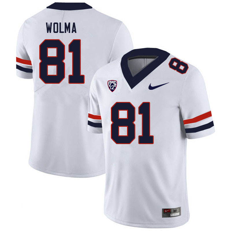 Men #81 Bryce Wolma Arizona Wildcats College Football Jerseys Sale-White - Click Image to Close